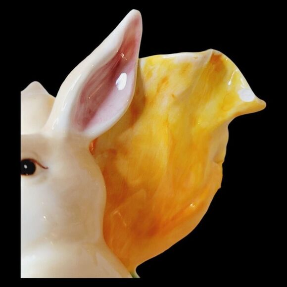 Set of 3 Magenta Seasonal Collection Ceramic Bunny Rabbit Candle Holder Flowers - Picture 12 of 15